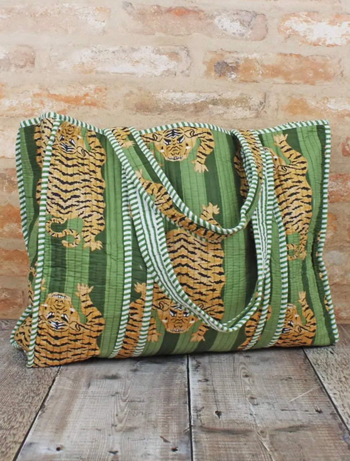 Quilted Cotton Tote Bag - Tiger Print