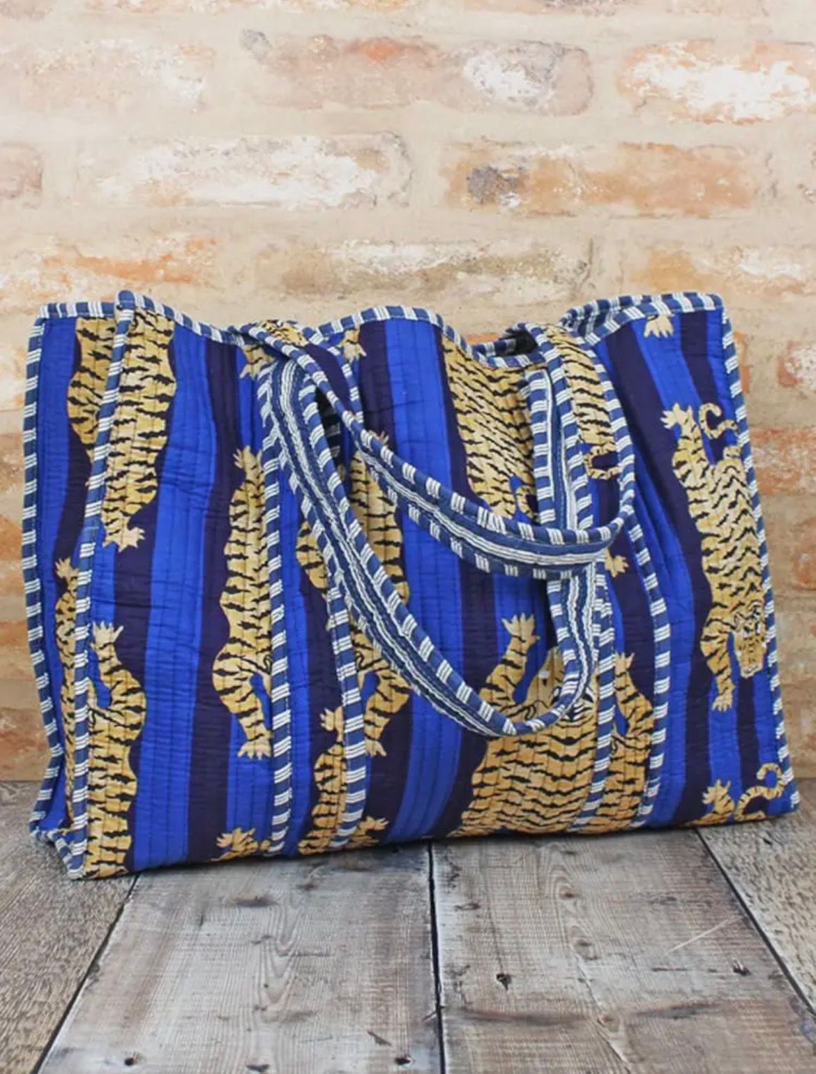 Quilted Cotton Tote Bag- Tiger Print