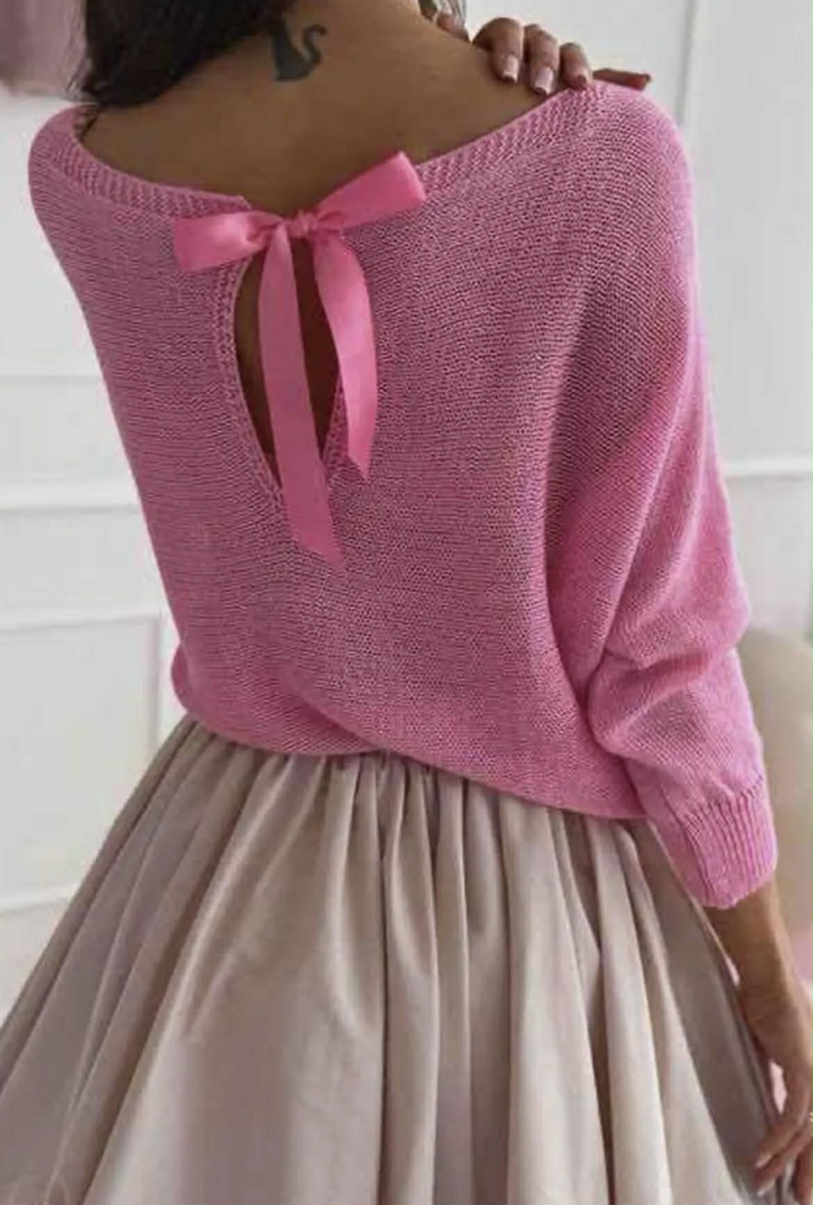 Kori Open Back Bow Jumper - Pink